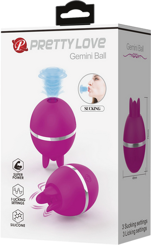 Pretty Love Gemini Ball Shape Rechargeable Clitoral Vibrator Purple Dual Ring - Clit Ticklers and Pulsators