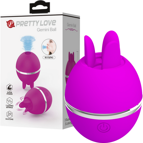 Pretty Love Gemini Ball Shape Rechargeable Clitoral Vibrator Purple Dual Ring - Clit Ticklers and Pulsators