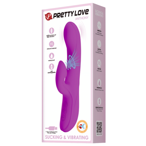 Pretty Love Anthony Rechargeable Sucking & Vibrating Rabbit Massager Purple - Rabbit Vibrators