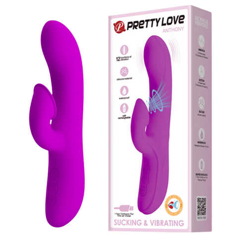 Pretty Love Anthony Rechargeable Sucking & Vibrating Rabbit Massager Purple - Rabbit Vibrators