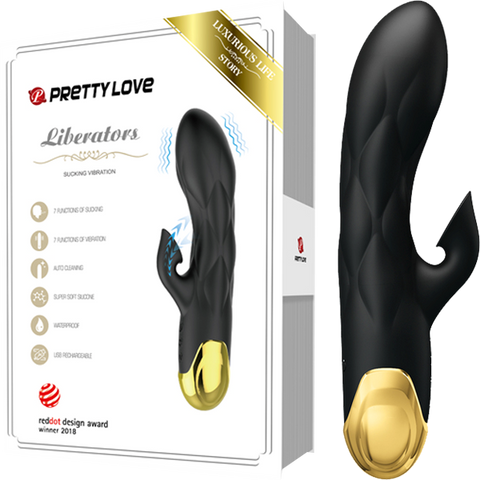 Pretty Love Liberators Rechargeable Rabbit Style Vibrator Black - Rabbit Vibrators