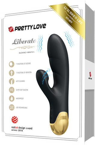 Pretty Love Naughty Play Waterproof Rechargeable Rabbit Massager Black - Rabbit Vibrators