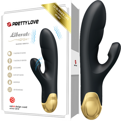 Pretty Love Naughty Play Waterproof Rechargeable Rabbit Massager Black - Rabbit Vibrators