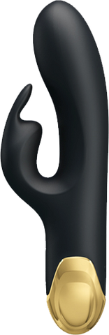 Baile Pretty Love Double Pleasure 7 Function Rechargeable Rabbit Vibrator Black - Rabbit Vibrators