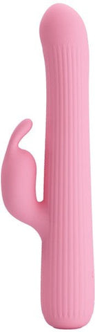 Pretty Love Rechargeable Julian Silicone Rabbit Vibrator Pink Dual Stimulation - Rabbit Vibrators