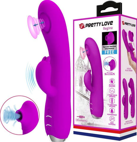 Pretty Love Rechargeable Regina Pulsating Rabbit Vibrator Purple - Rabbit Vibrators