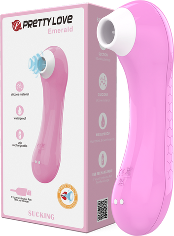Baile Pretty Love Rechargeable Sucking Emerald Clitoral Massager Light Pink - Clit Ticklers and Pulsators
