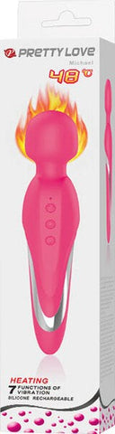 Pretty Love Michael Rechargeable Warming Body Wand Massager Pink Cock Ring - Body Wands