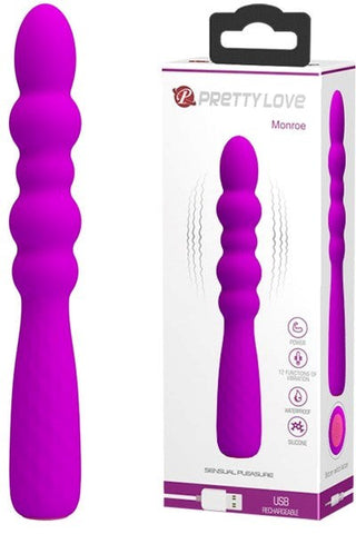 Pretty Love Monroe 12 Function Rechargeable G Spot Vibrator Purple Curved Design - G-Spot Vibrators