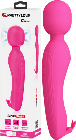 Pretty Love Rechargeable Curtis Vibrating Body Wand Pink Cock Ring Vibrator - Body Wands