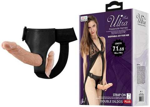 Baile Pretty Love Ultra Passionate Double Dildo Strap On Harness and Rings - Strap On Sextoys