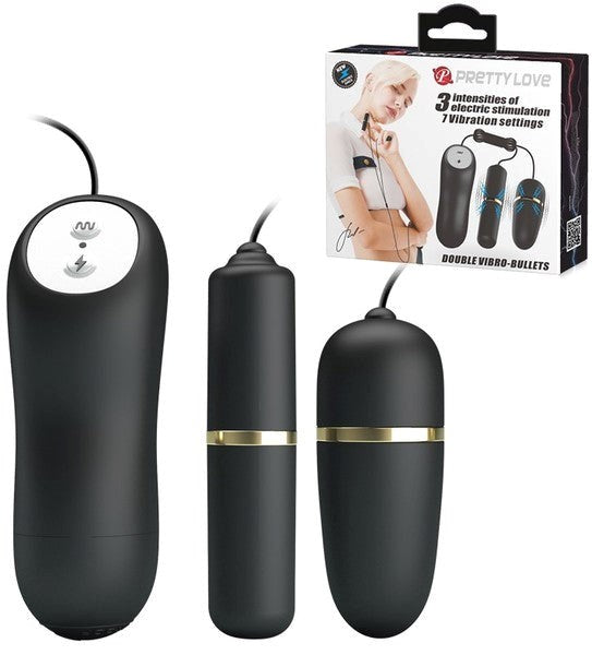Pretty Love Double Vibro Bullets Massager Black - - Bullet Vibrators