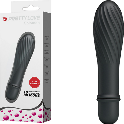 Baile Pretty Love Solomon 10 Function G Spot Silicone Vibrator Black Curved Design - G-Spot Vibrators