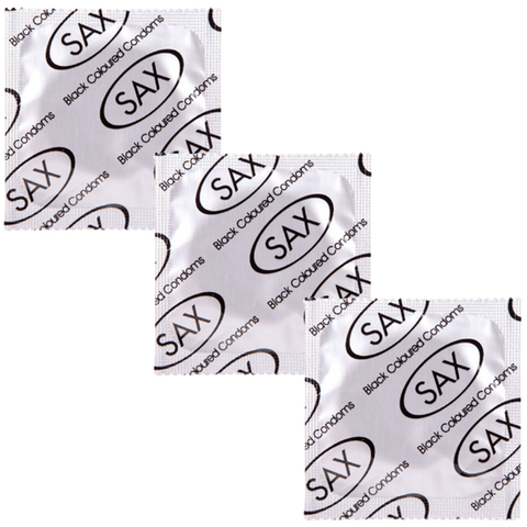 Sax Black Straight Shafted Smooth Latex Condoms 144 Pack - Condoms