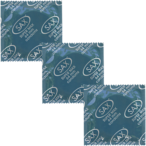 Sax Super Max Fit Smooth Latex Condoms 64mm 144 Pack - Condoms