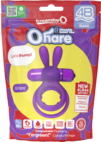 Screaming O Ohare 4B Low Pitch Bass Mens Vibrating Cock Ring - - Vibrating Cock Rings