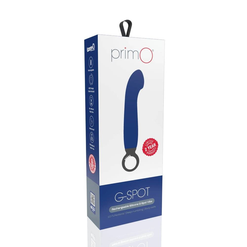 Primo 10 Functions Rechargeable Silicone G Spot Vibrator with Curved Design - - G-Spot Vibrators