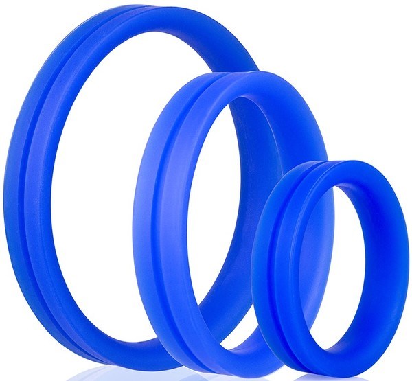 Screaming O RingO Pro X3 Silicone Cock Ring Set Blue Three Size Enhancement - - Cock Ring Sets