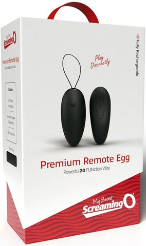 Screaming O Premium Remote Control Rechargeable Love Egg Black Vibrator - Love Eggs and Kegel Exercisers
