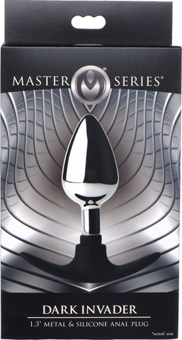 Master Series Dark Invader Metal & Silicone Anal Plug Medium - Butt Plugs