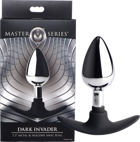 Master Series Dark Invader Metal & Silicone Anal Plug Medium - Butt Plugs