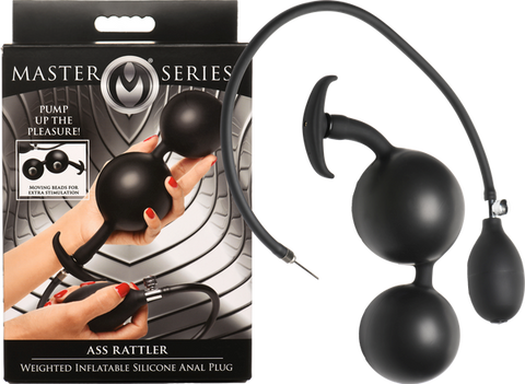 Master Series Ass Rattler Weighted Inflatable Silicone Anal Plug - Butt Plugs