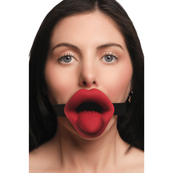 XR Brands Master Series Vibrating Sissy Bondage Play Mouth Gag with Vibrator - - Bondage Gags and Bits