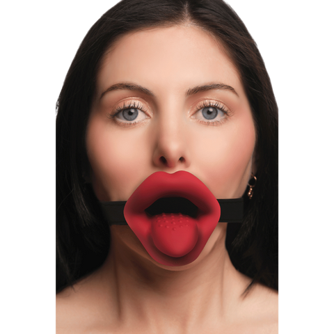 XR Brands Master Series Vibrating Sissy Bondage Play Mouth Gag with Vibrator - Bondage Gags and Bits