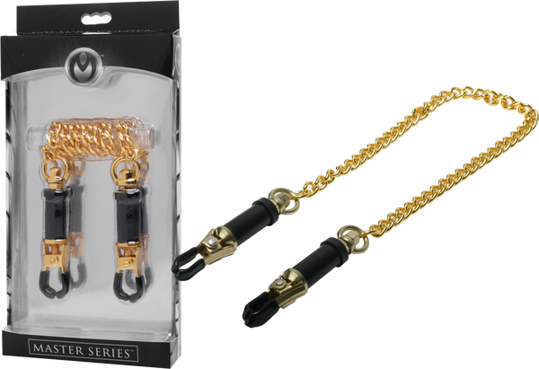 Master Series Deluxe Adjustable Bondage Nipple Clamps - - Nipple and Clit Clamps