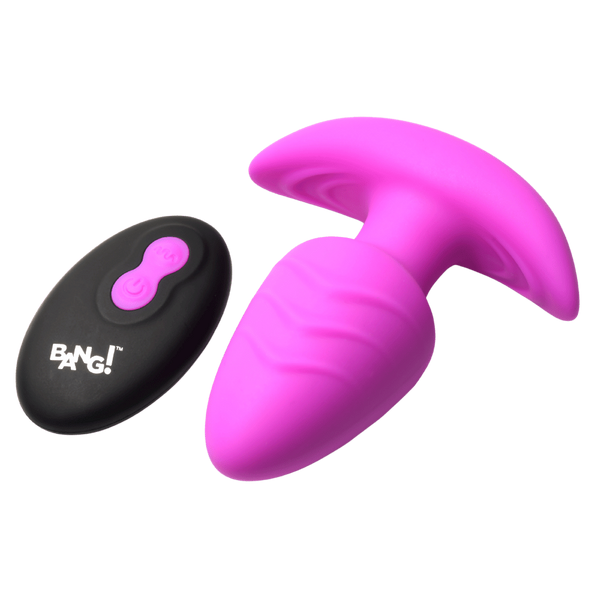 XR Brands Rotating and Vibrating Silicone Butt Plug With Remote Purple - - Butt Plugs