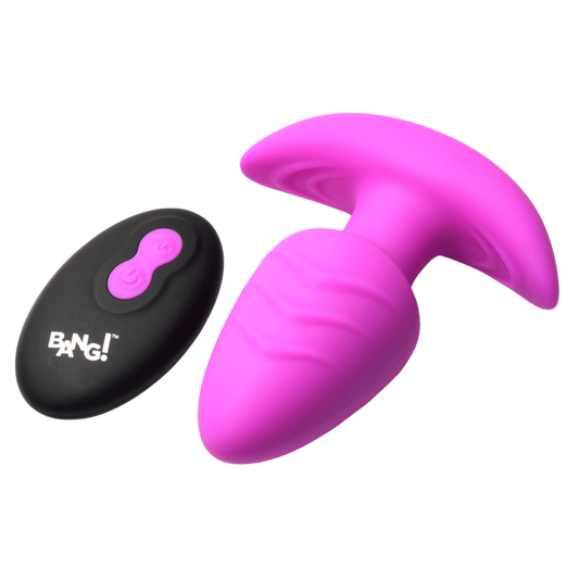 XR Brands Rotating and Vibrating Silicone Butt Plug With Remote Purple - - Butt Plugs