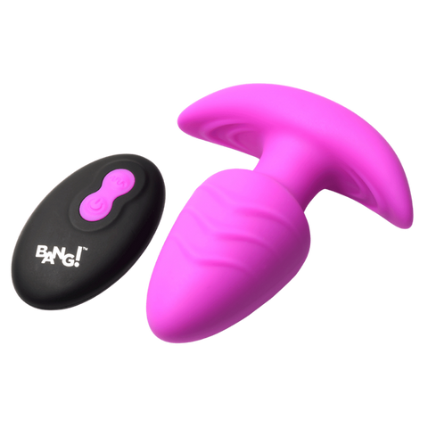 XR Brands Rotating and Vibrating Silicone Butt Plug With Remote Purple - Butt Plugs