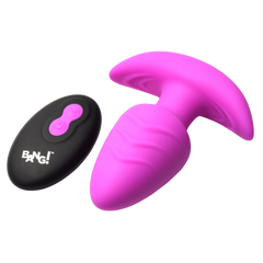 XR Brands Rotating and Vibrating Silicone Butt Plug With Remote Purple - - Butt Plugs