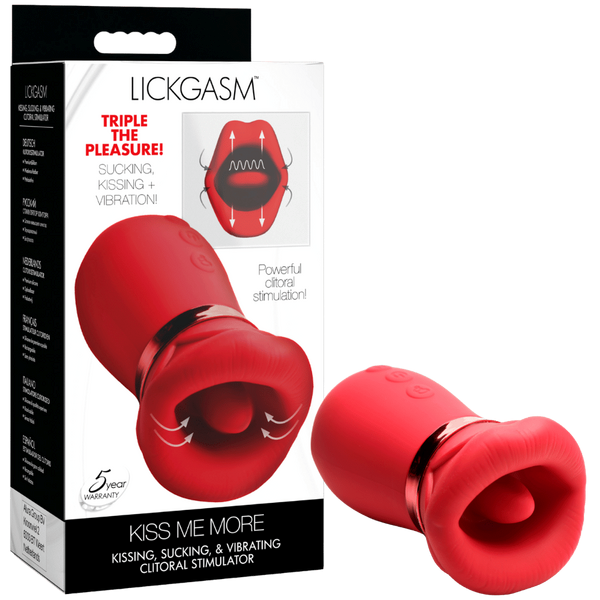 XR Brands Kiss Me More Kissing Sucking & Vibrating Clitoral Stimulator - - Clit Ticklers and Pulsators