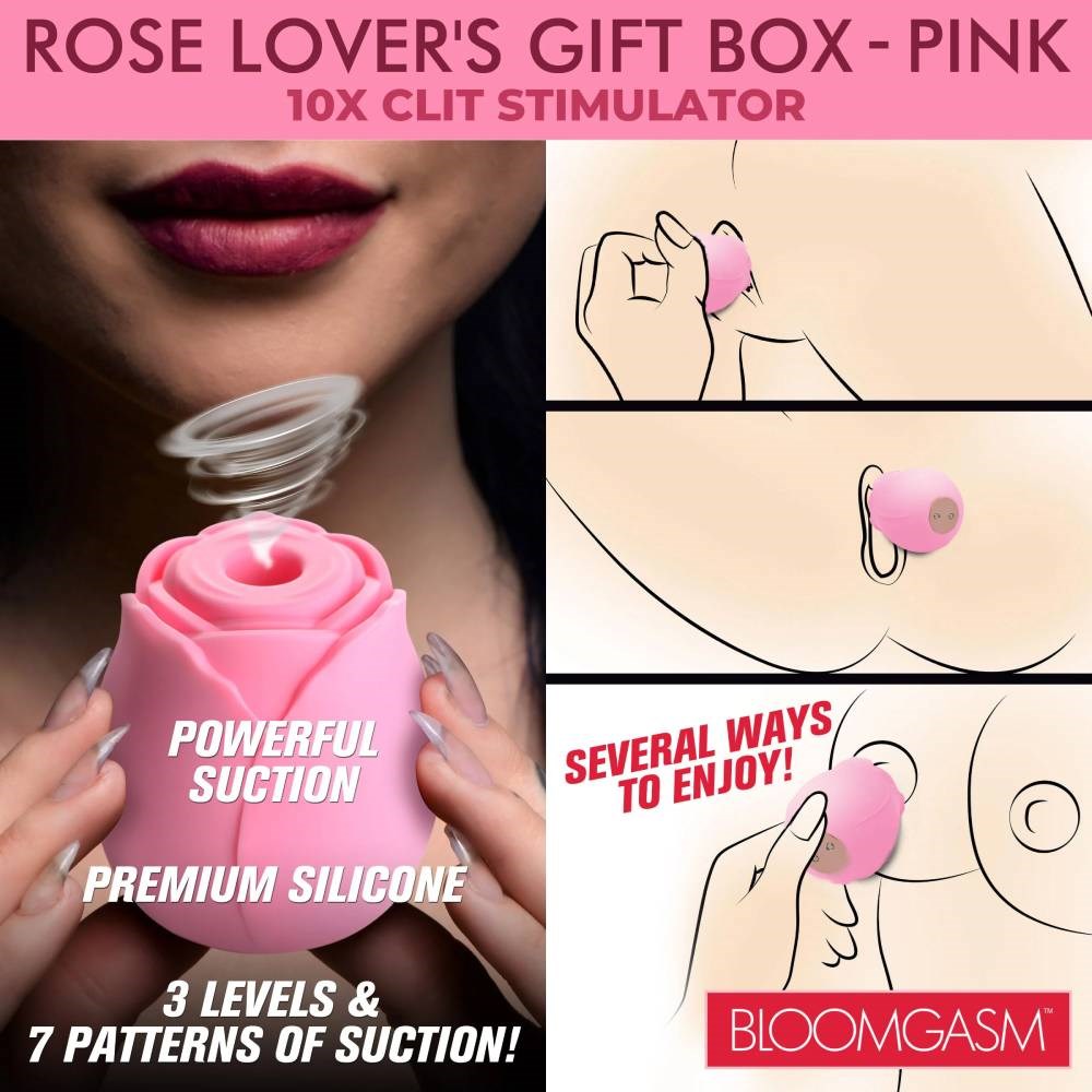 XR Brands The Rose Lovers Clitoral Vibrator Gift Box - - Clit Ticklers and Pulsators