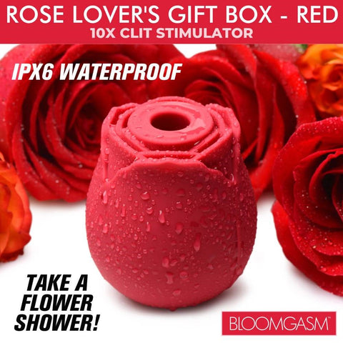 XR Brands The Rose Lovers Clitoral Vibrator Gift Box with Multiple Rings - Clit Ticklers and Pulsators
