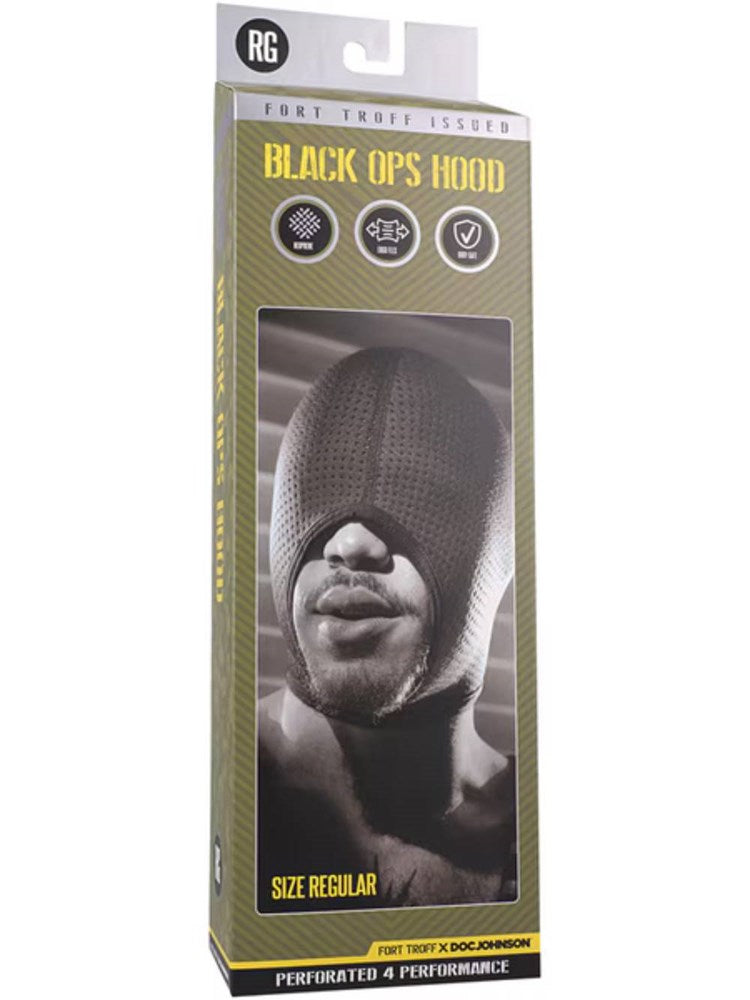 Doc Johnson Fort Troff Black Ops Bondage Hood with Perforated Neoprene - Bondage Hoods