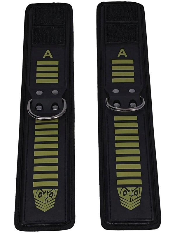 Doc Johnson Fort Troff Tactical BDSM Ankle Cuffs Black/Green Velcro Bondage - Cuffs And Restraints