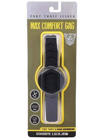 Doc Johnson Fort Troff Max Comfort BDSM Play Mouth Gag Black Ergonomic Design - Bondage Gags and Bits