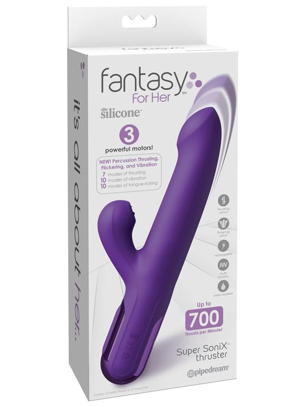Pipedream Products Fantasy For Her Super SoniX Thruster Rabbit Vibrator Purple - Rabbit Vibrators