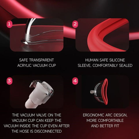 Shots Toys LuvPump Womens Vagina Enhancement Pump System Clear and Red - Pussy And Clit Toys