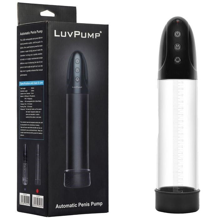 Shots Toys LuvPump USB Rechargeable Automatic Penis Pump Clear Automated - - Penis Pumps And Stretchers