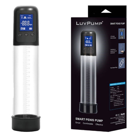 Shots Toys LuvPump USB Rechargeable Smart Automatic Penis Pump Clear LCD Display - Penis Pumps And Stretchers
