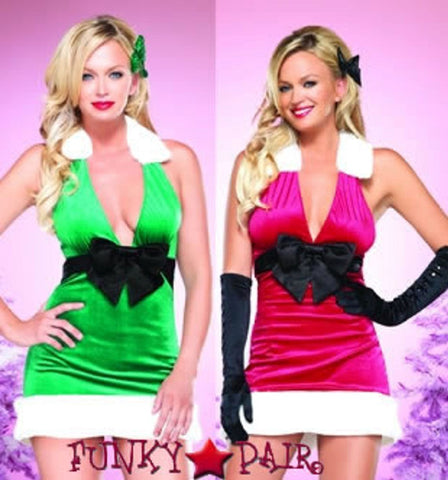 Leg Avenue Holiday Harmony Womens Costume Velvet Holiday Dress - Fancy Dress Ups