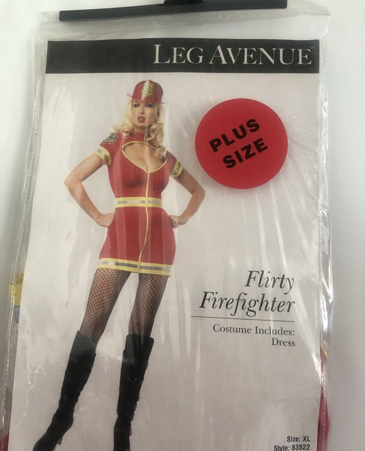 Leg Avenue Womens XLarge Sexy Red Firefighter Halloween Costume Romper Red Plus Size - - Fancy Dress Ups