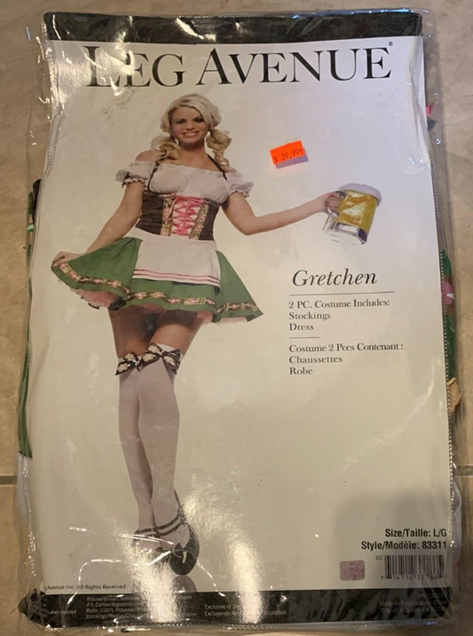Leg Avenue Gretchen Womens Sexy Dress Costume Bavarian Dirndl with Stockings - - Fancy Dress Ups