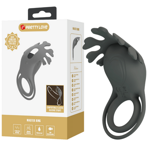 Pretty Love Ruben 7 Function Master Vibrating Cock Ring Grey - Vibrating Cock Rings