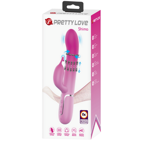 Pretty Love Shima Rechargeable 7 Function Rabbit Vibrator Pink Dual Motor - Rabbit Vibrators