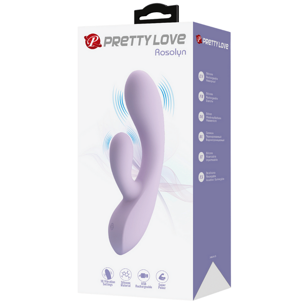 Pretty Love Rosolyn 10 Function Rechargeable Rabbit Vibrator Purple - - Rabbit Vibrators