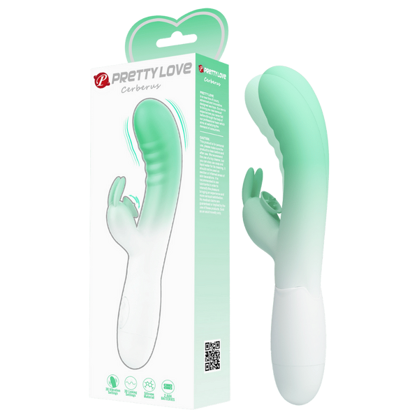 Pretty Love Cerberus 30 Function Vibrating Rabbit Massager Seafoam / White - - Rabbit Vibrators